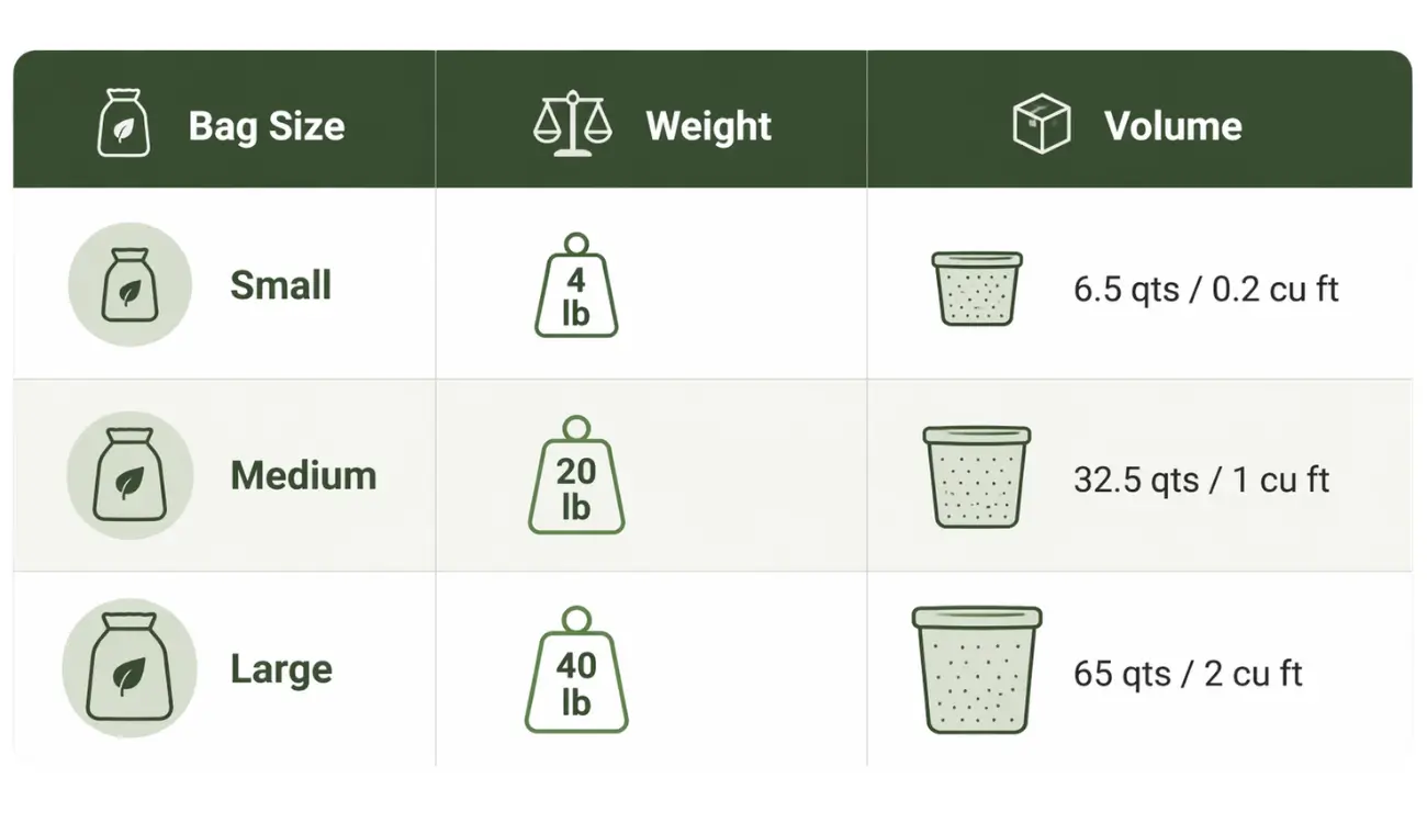 bag sizes and weightvolume measurements