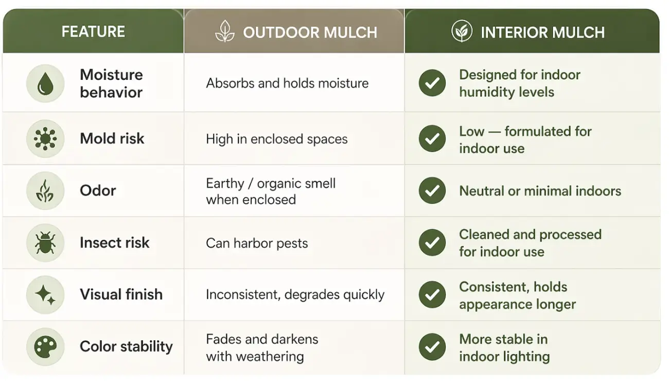 interior mulch vs outdoor mulch table 1